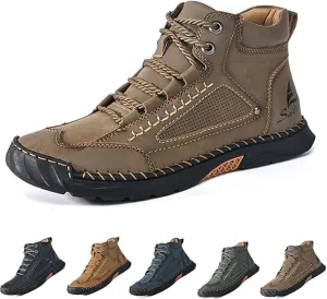 Sawbehind Mens Boots, Comfortable Handmade Leather Boots, Outdoor Leather Boots Wide, Waterproof, Arch Support
