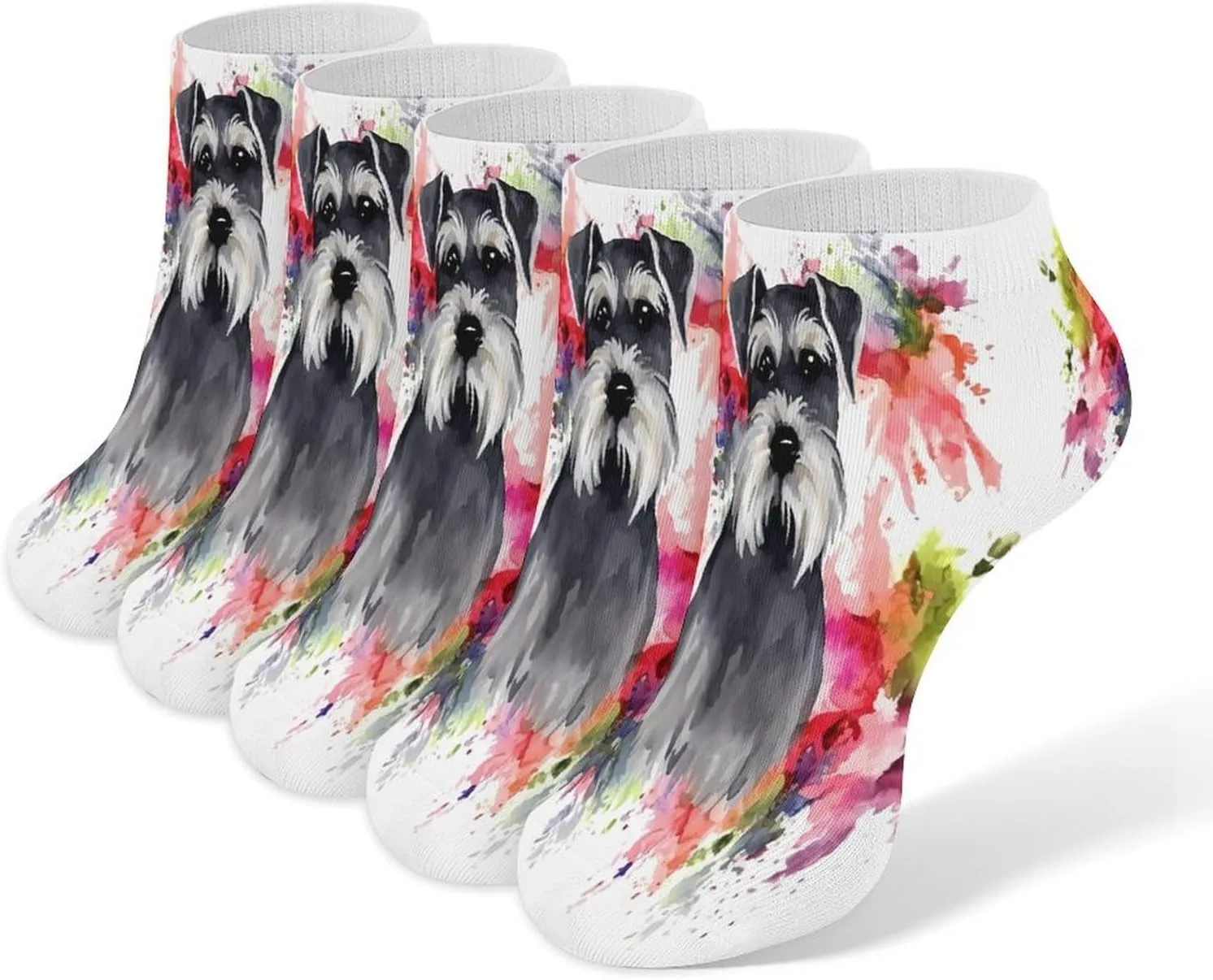 Schnauzer Casual Socks Soft Moisture-Wicking Socks Low Cut Invisible Liner Ankle Sock (5 Pairs)