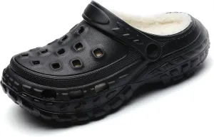 SECHRITE Boys Girls Fur Lined Clogs Garden Shoes for Kids Winter Fleece Lined Mules Indoor Outdoor Home House Slippers