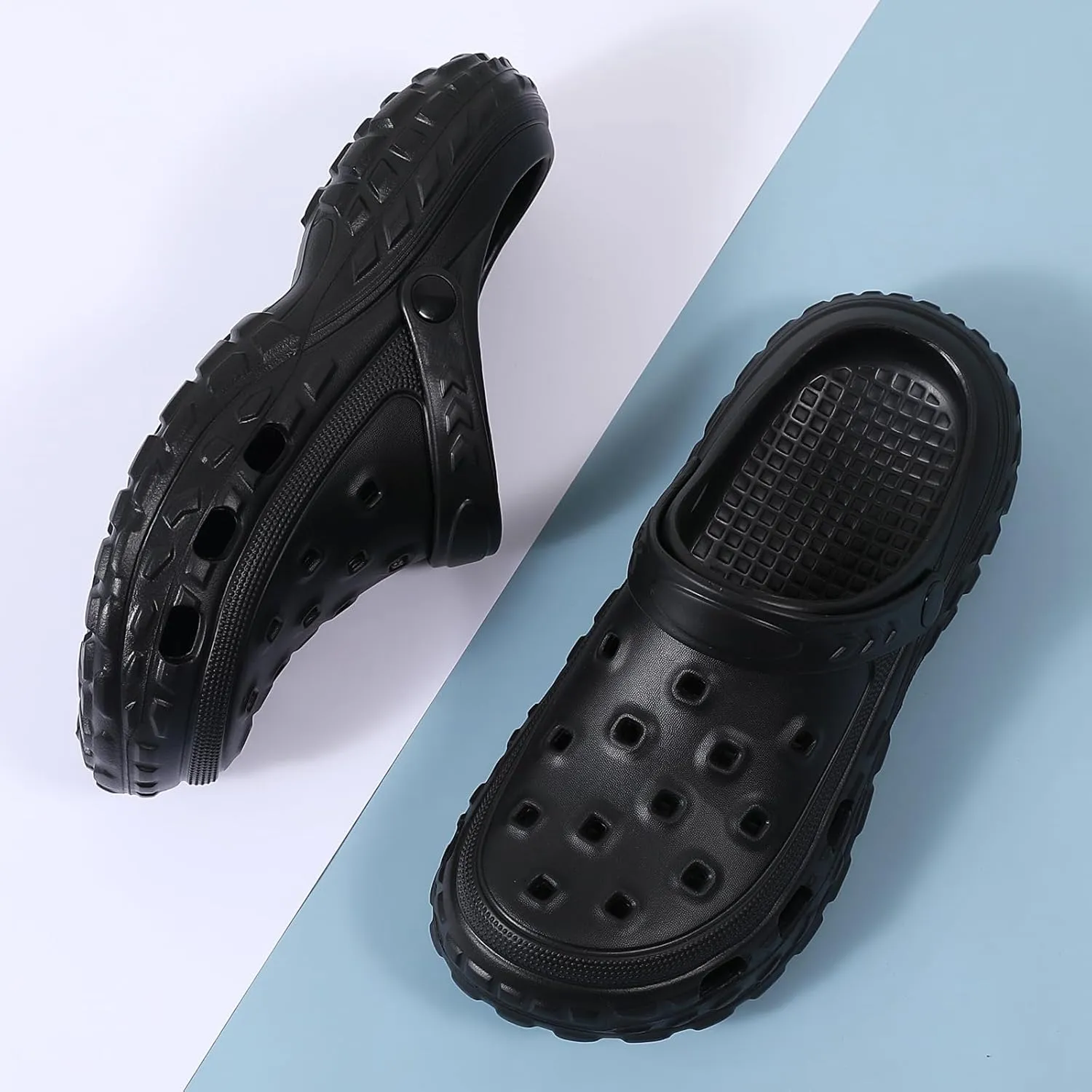 SECHRITE Men's and Women's Garden Shoes Slip-on Clogs Water Beach Pool Sandals with Adjustable Heel Strap Casual Indoor Outdoor Slippers