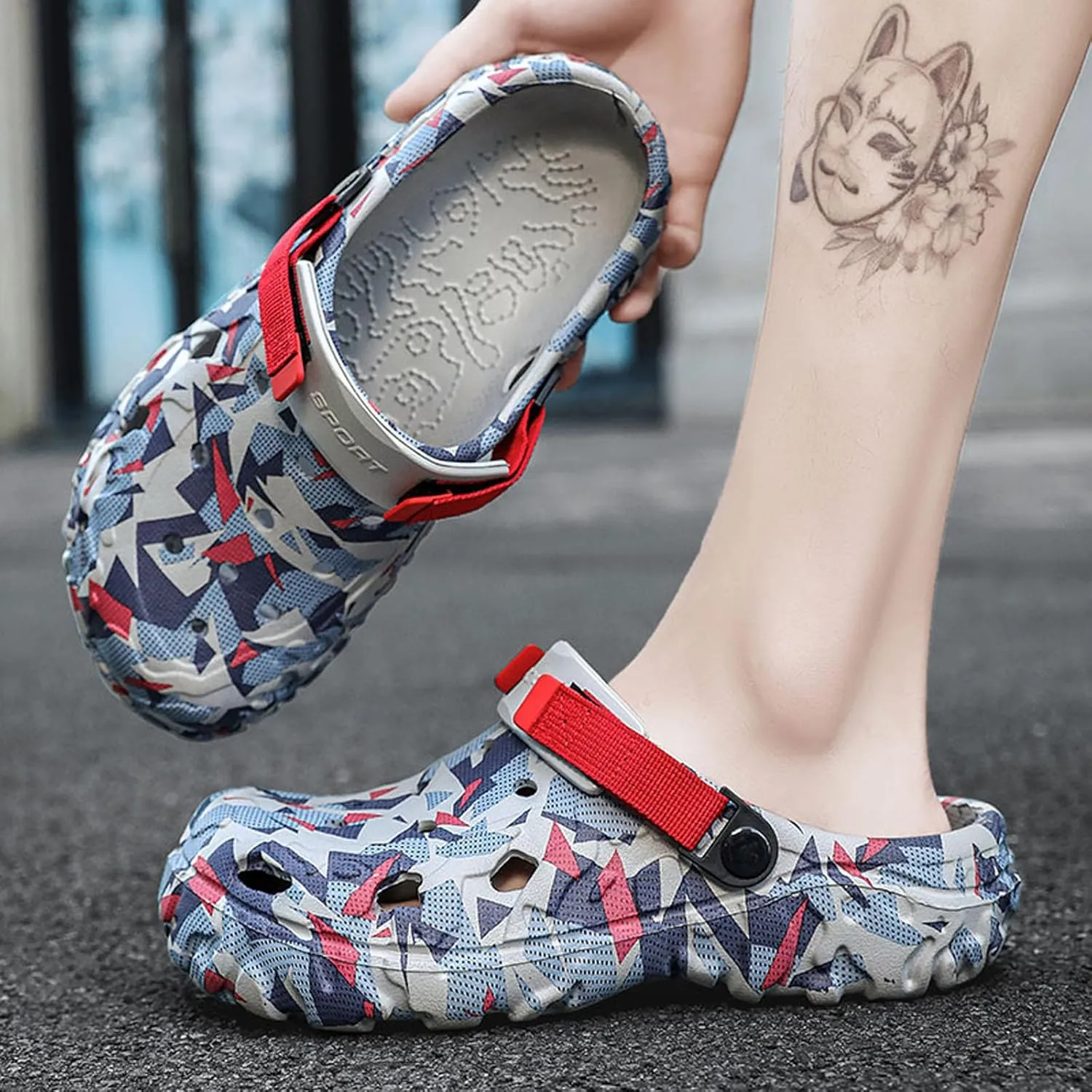 SECHRITE Men's Clogs Athletic Sports Outdoor Sandals Water Beach Shoes Slippers Sandals Lightweight Comfortable with Adjustable Back Strap - River Edge