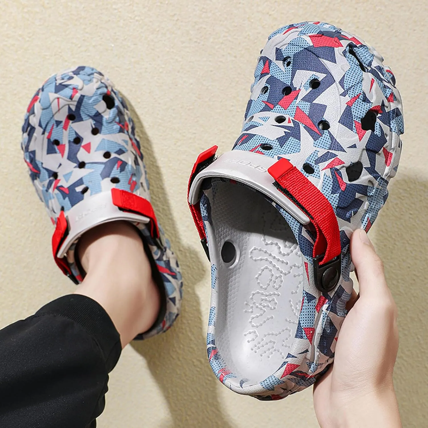 SECHRITE Men's Clogs Athletic Sports Outdoor Sandals Water Beach Shoes Slippers Sandals Lightweight Comfortable with Adjustable Back Strap - River Edge