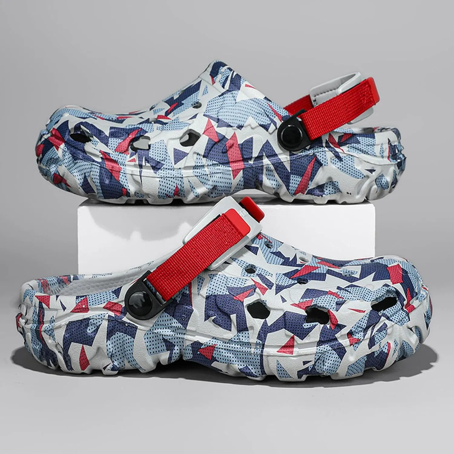 SECHRITE Men's Clogs Athletic Sports Outdoor Sandals Water Beach Shoes Slippers Sandals Lightweight Comfortable with Adjustable Back Strap - River Edge