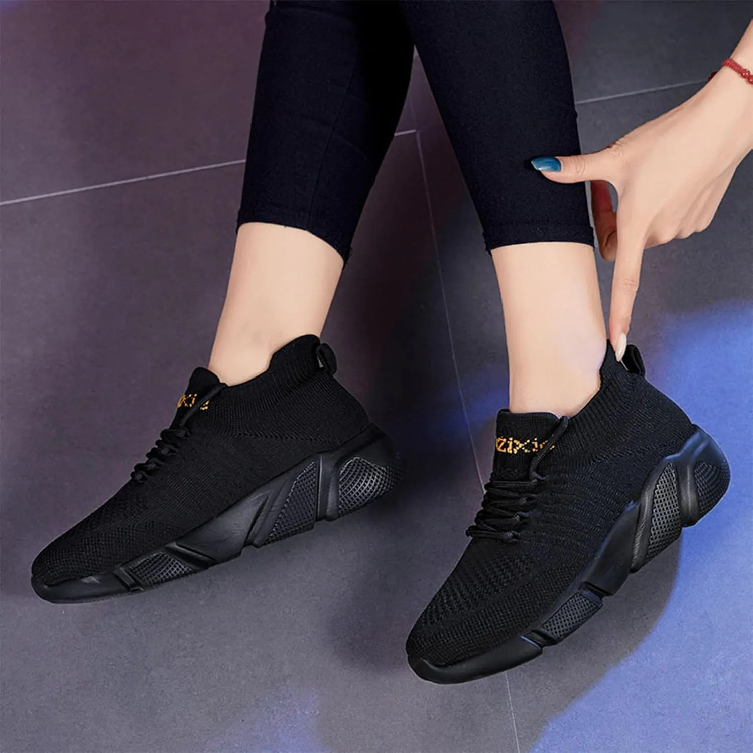 Semshedy Orthopedic Walking Platform Sneakers, Breathable Soft Shoes Mesh Casual Slip On Lightweight Arch Support Shoes