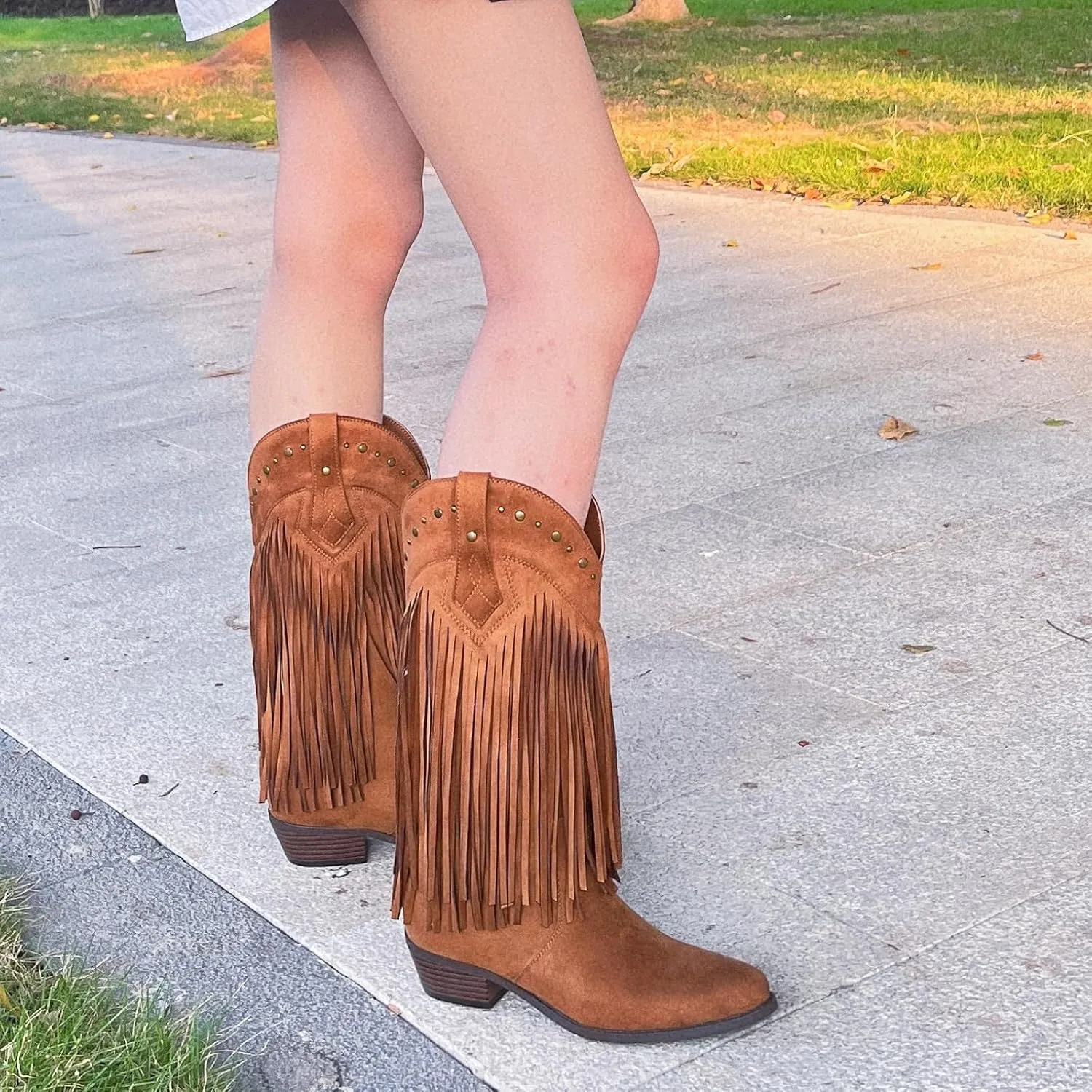 SheSole Women's Cowboy Boots Fringe Western Boots