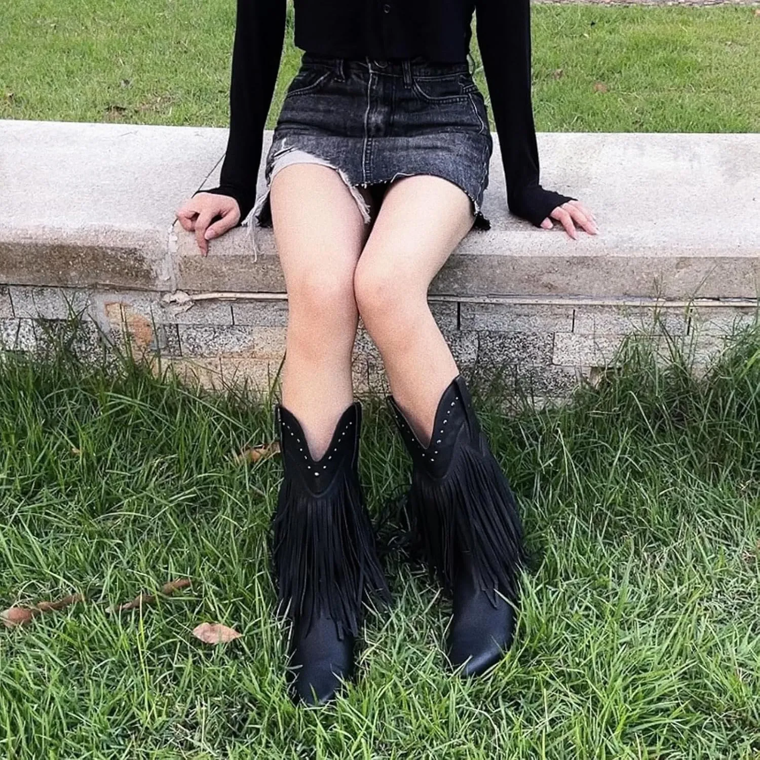 SheSole Women's Cowboy Boots Fringe Western Boots