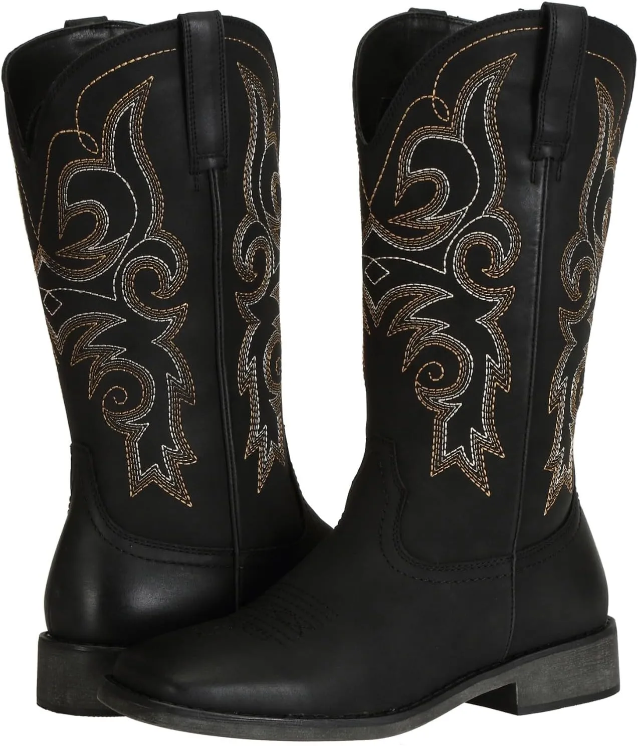 SheSole Women's Wide Width Cowboy Boots Square Toe Mid Calf Western Cowgirl Boots