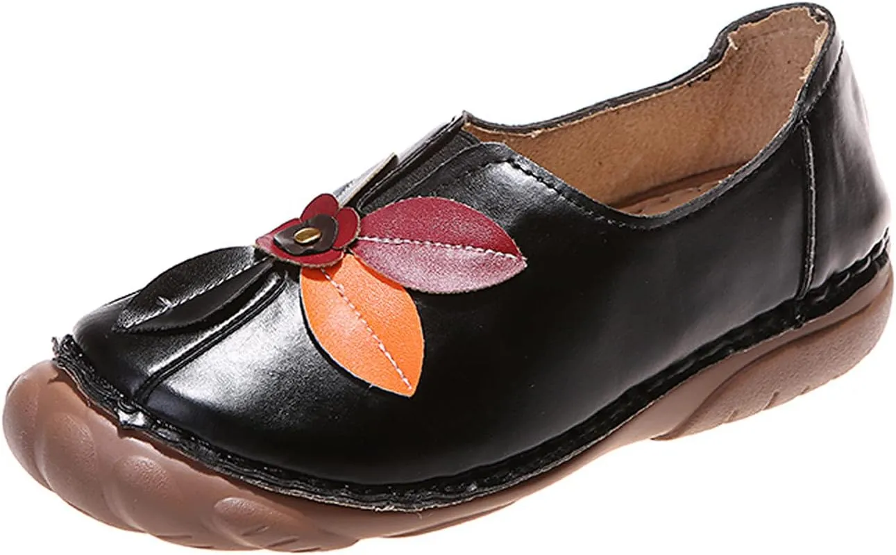 Shije Flats for Women Round Toe Shallow Flat Casual Loafers Single Shoes Comfortable Slip On Classic Dressy Casual Flats Shoes Women