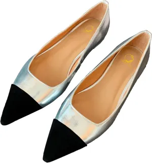 SHODENSE Women Casual Cap Toe Flats Slip on Pointed Toe Ballet Flats Two Tone 0.5" Low Flat Heel Pumps Comfort Colorblock Basic Flat Dress Shoes Work Chic Driver Flats Fall 4-11 M US