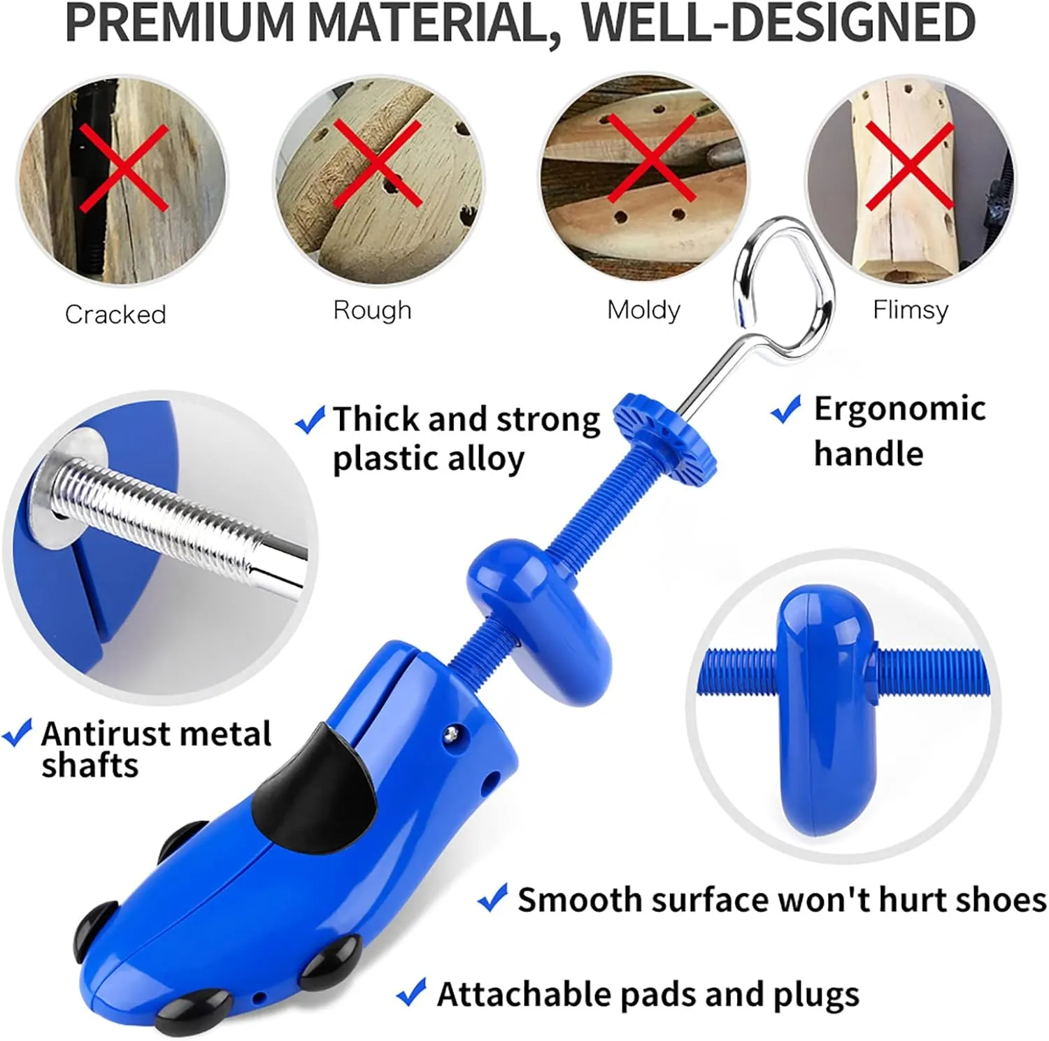 Shoe Stretcher, Plastic Pair of 4-way Adjustable Shoe Expander Shoe Tree Widener for Wide Feet Bunions