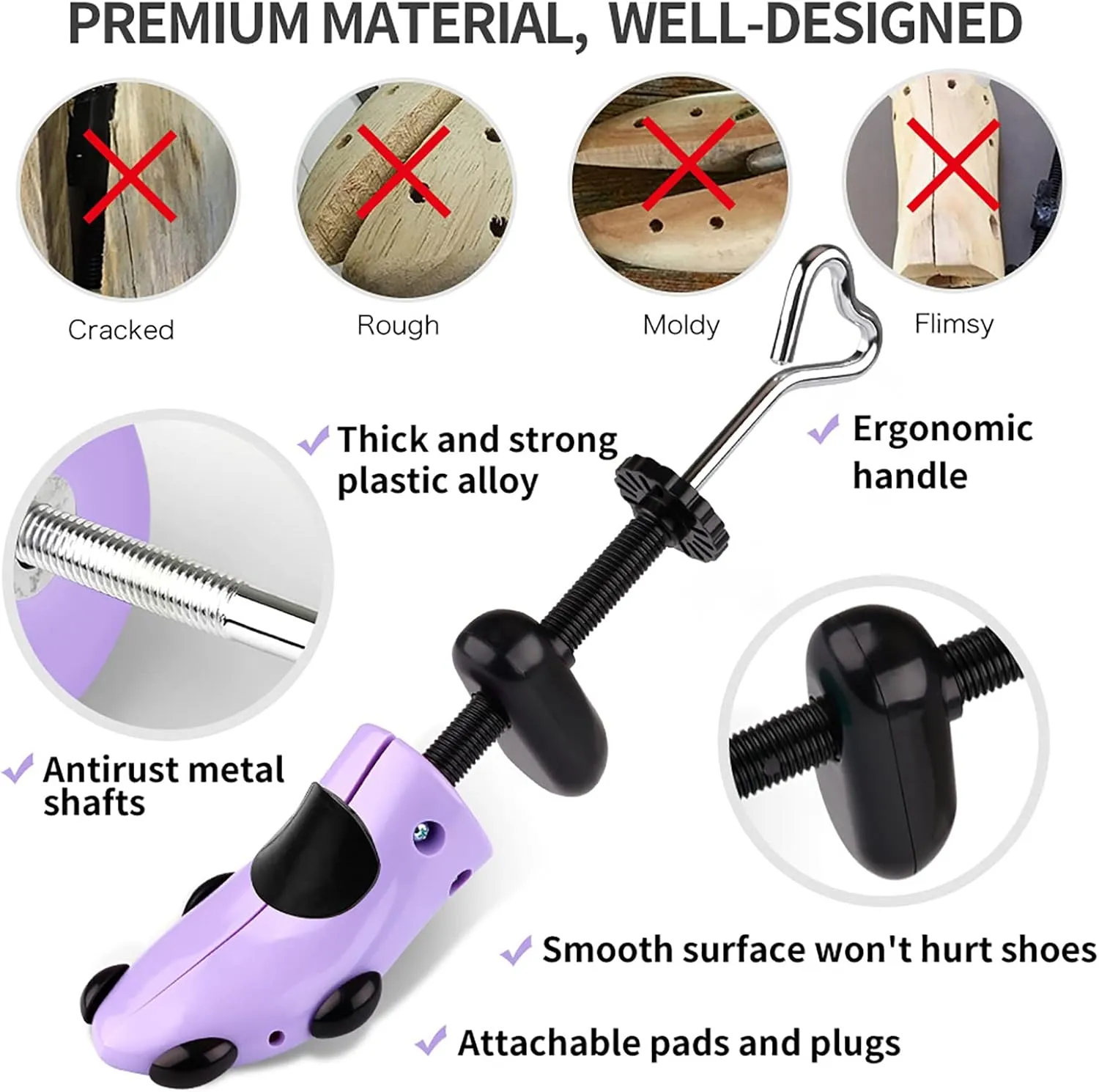 Shoe Stretcher, Plastic Pair of 4-way Adjustable Shoe Expander Shoe Tree Widener for Wide Feet Bunions