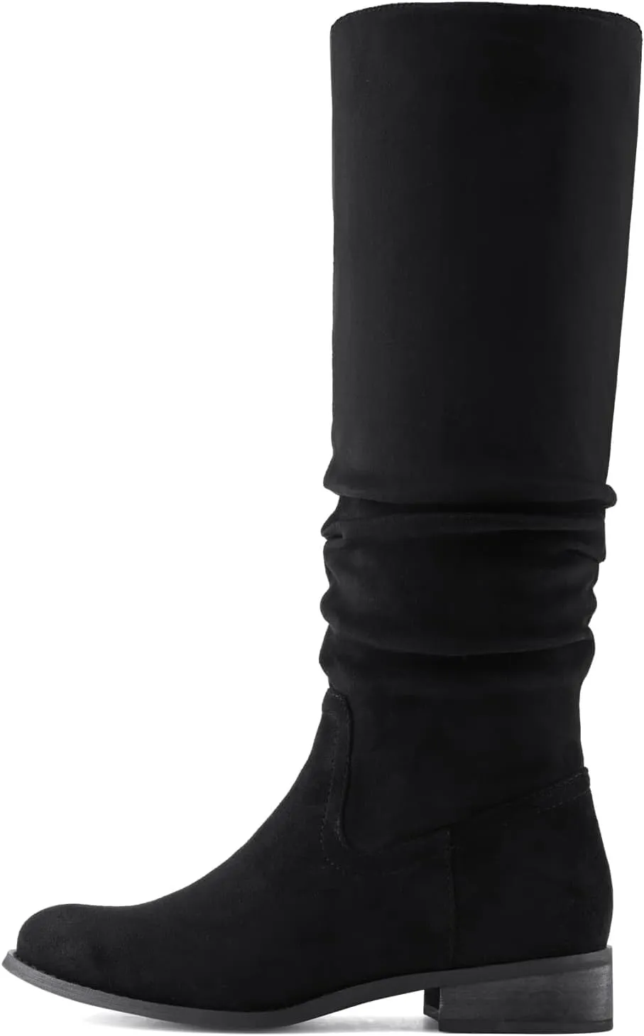 Shoe'N Tale Women's Knee High Boots Flat Low Heel Slouch Pointed Toe Winter Shoes with Side Zipper