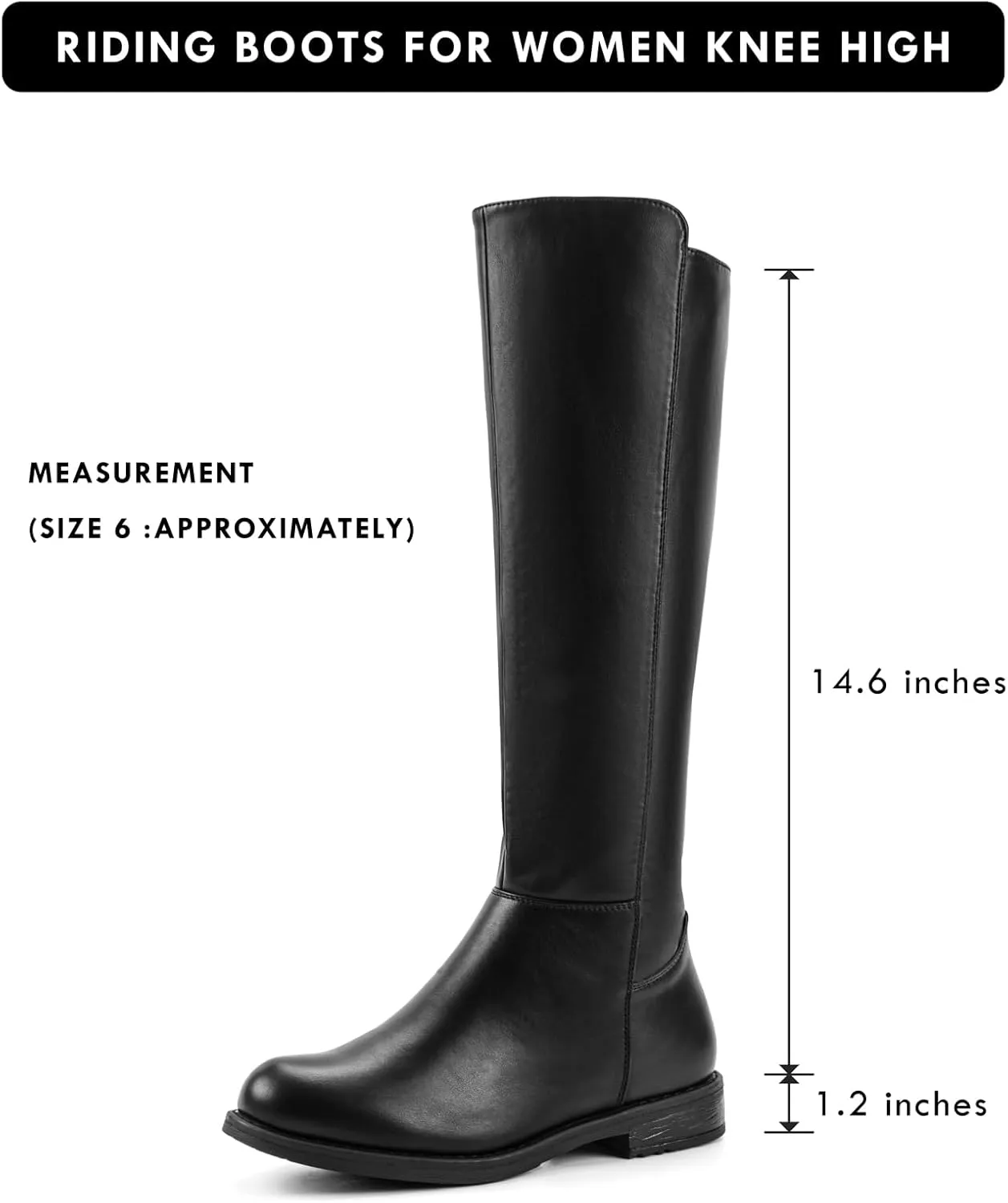 Shoe'N Tale Women's Knee High Boots Flat Low Heel Stretchy Round Toe with Side Zipper