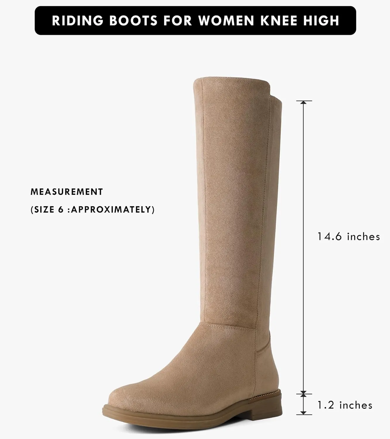 Shoe'N Tale Women's Knee High Boots Flat Low Heel Stretchy Round Toe with Side Zipper