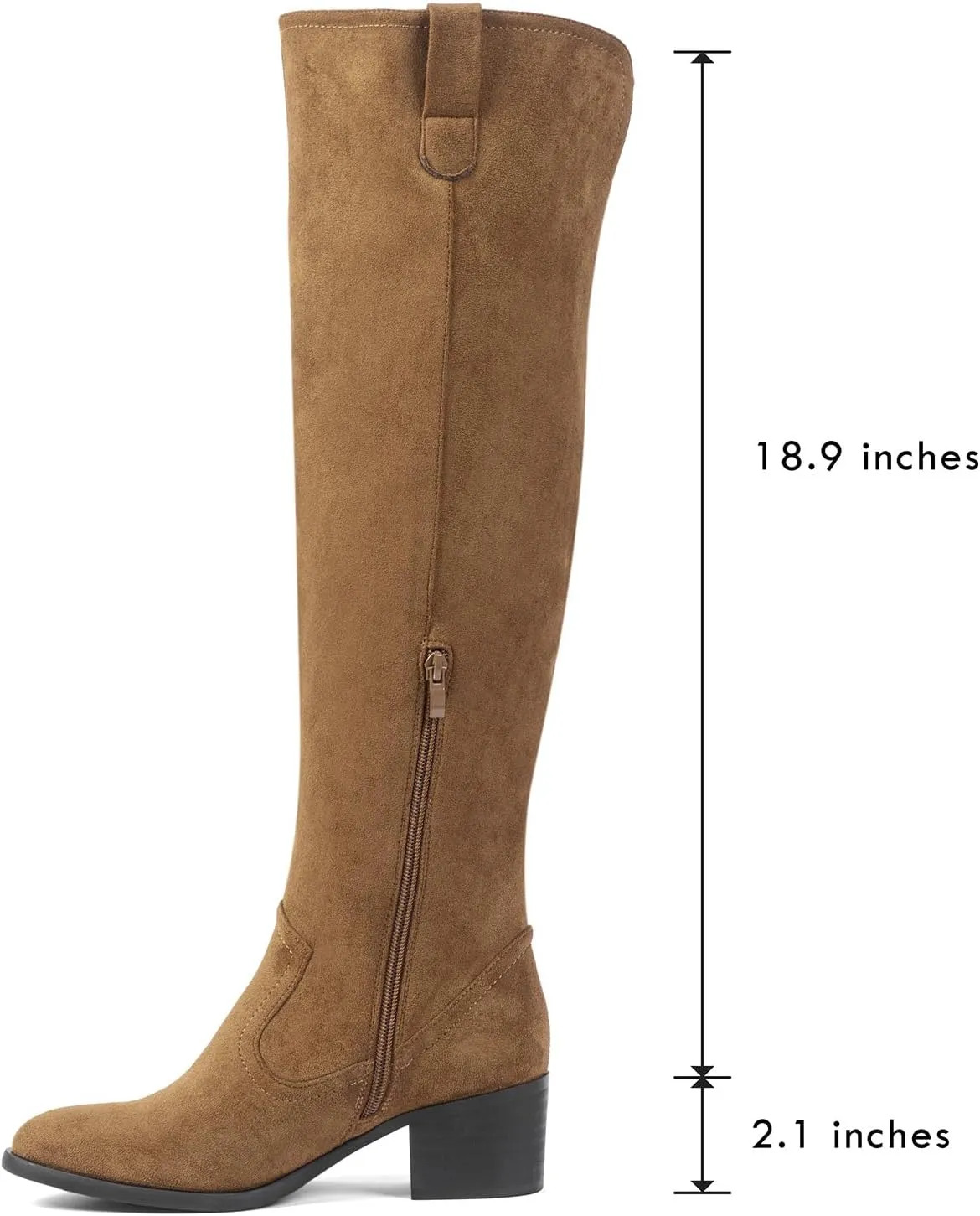Shoe'N Tale Women's Over The Knee Thigh High Chunky Heel Pointed Toe Faux Suede Side Zipper Fall Weather Winter Boots