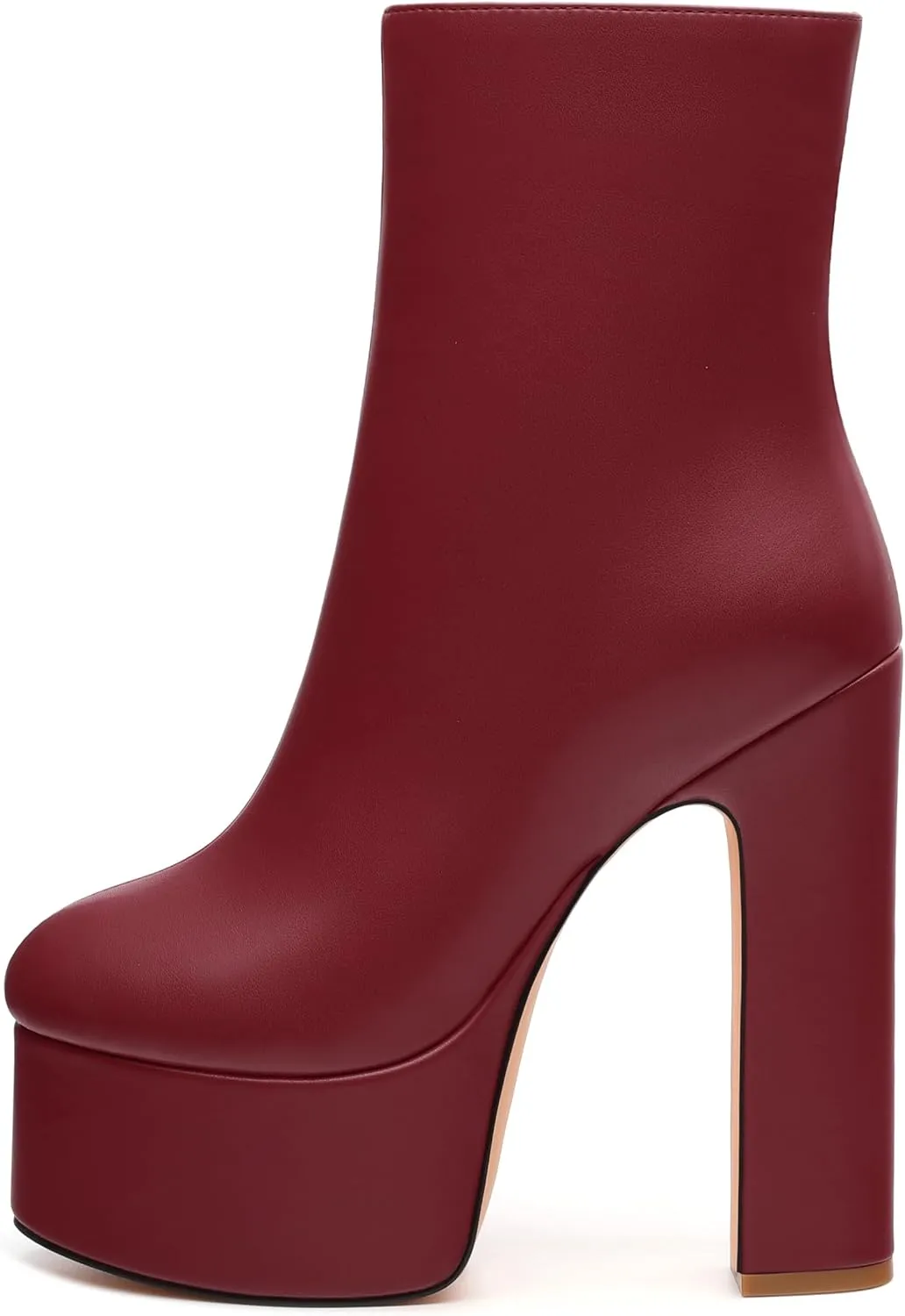 SHOWFOREST Platform Ankle Boots for Women Block High Heel Round Toe 5.9 Inch Short Booties Side Zipper Fashion Wedding Evening Party Fall Shoes