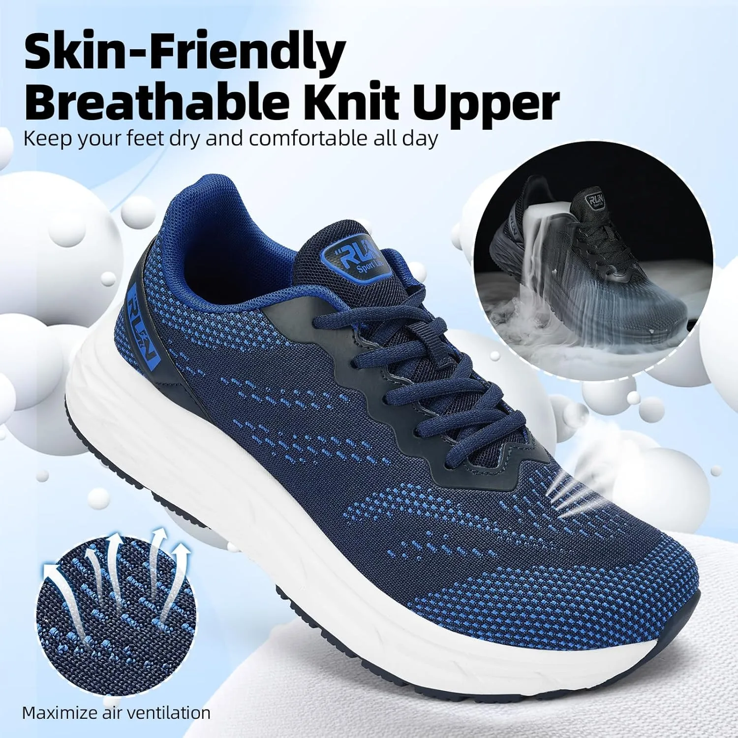 Slow Man Wide Toe Box Shoes for Men - Cushioned Road Running Shoe Non Slip Mens Walking Sneakers for Wide Feet Comfortable Athletic Gym Workout Sneaker