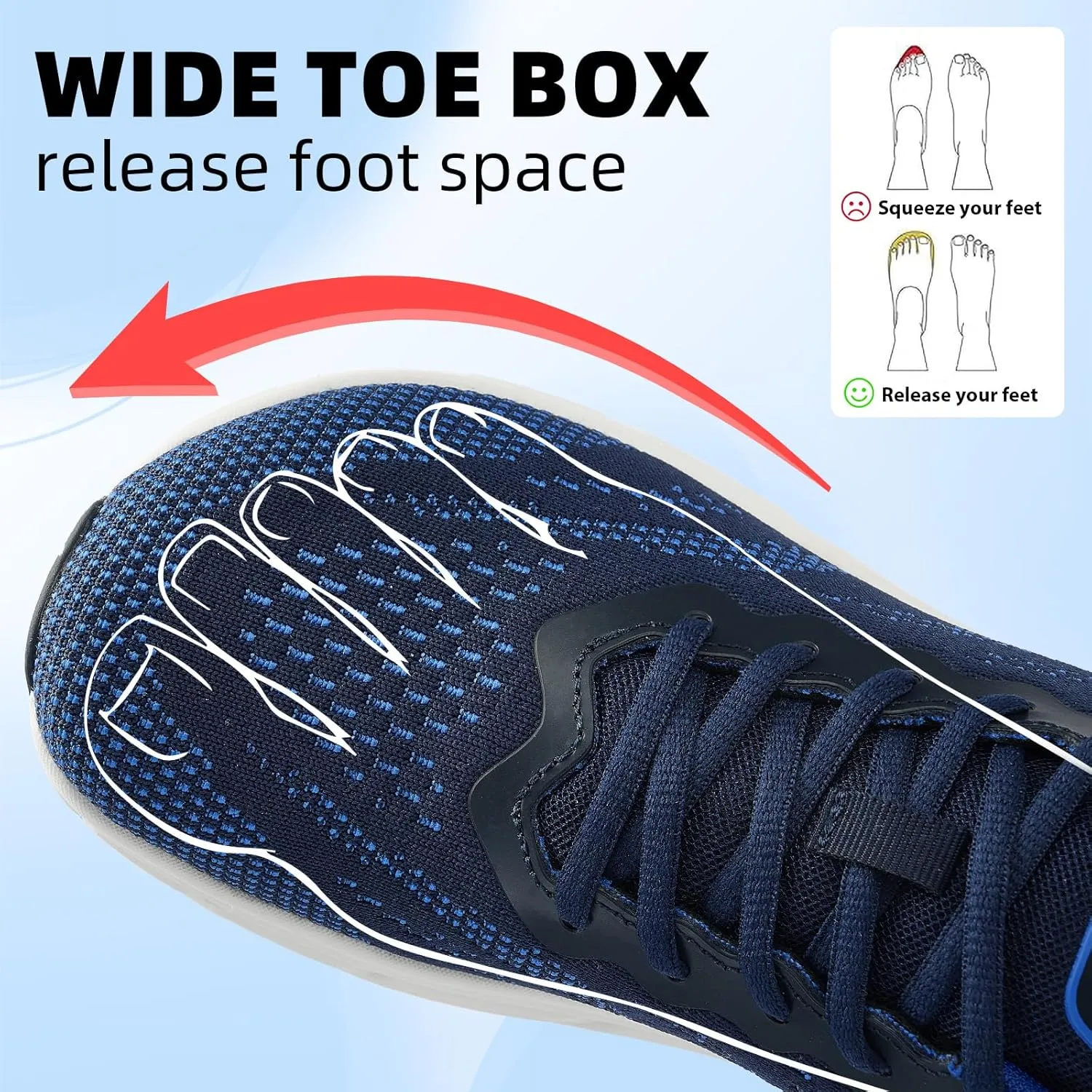 Slow Man Wide Toe Box Shoes for Men - Cushioned Road Running Shoe Non Slip Mens Walking Sneakers for Wide Feet Comfortable Athletic Gym Workout Sneaker