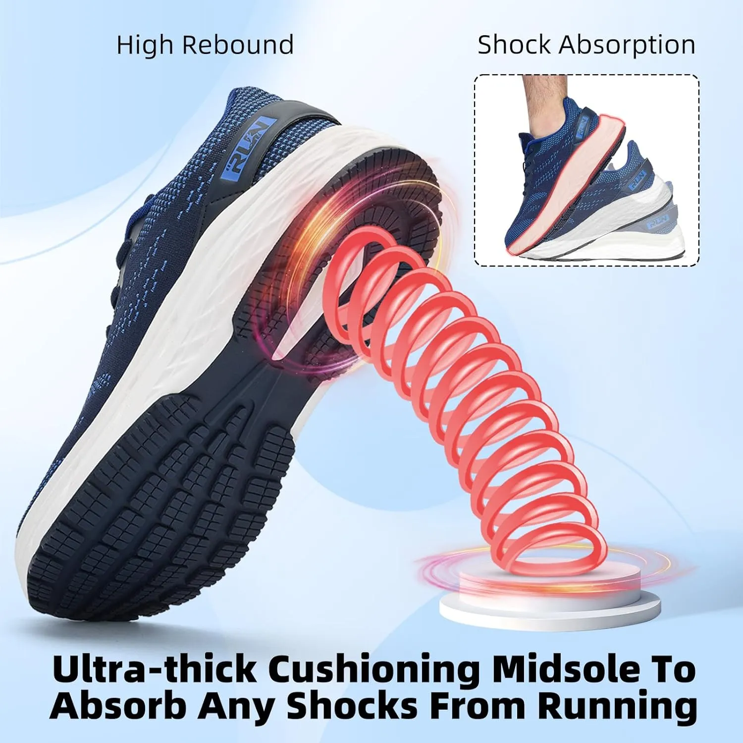 Slow Man Wide Toe Box Shoes for Men - Cushioned Road Running Shoe Non Slip Mens Walking Sneakers for Wide Feet Comfortable Athletic Gym Workout Sneaker