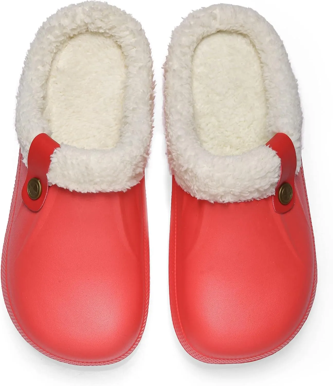 SMajong Mens Fur Lined Clogs Womens Waterproof Slippers Garden Shoes Winter Warm Plush Home House Slippers Indoor Outdoor Mules