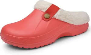 SMajong Mens Fur Lined Clogs Womens Waterproof Slippers Garden Shoes Winter Warm Plush Home House Slippers Indoor Outdoor Mules