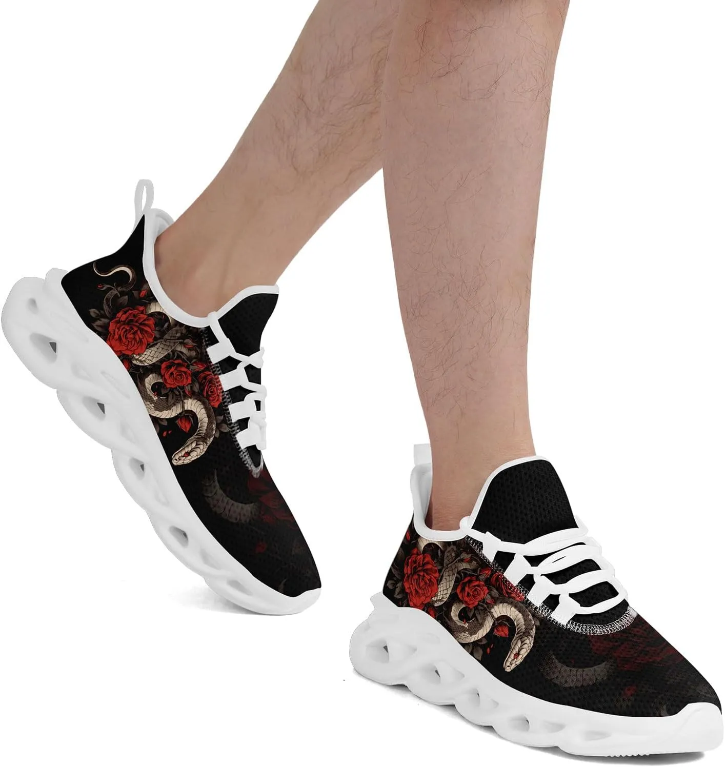 Snake Fashion Sneakers Running Shoes Comfortable Cushioned Walking Shoes for Women Men