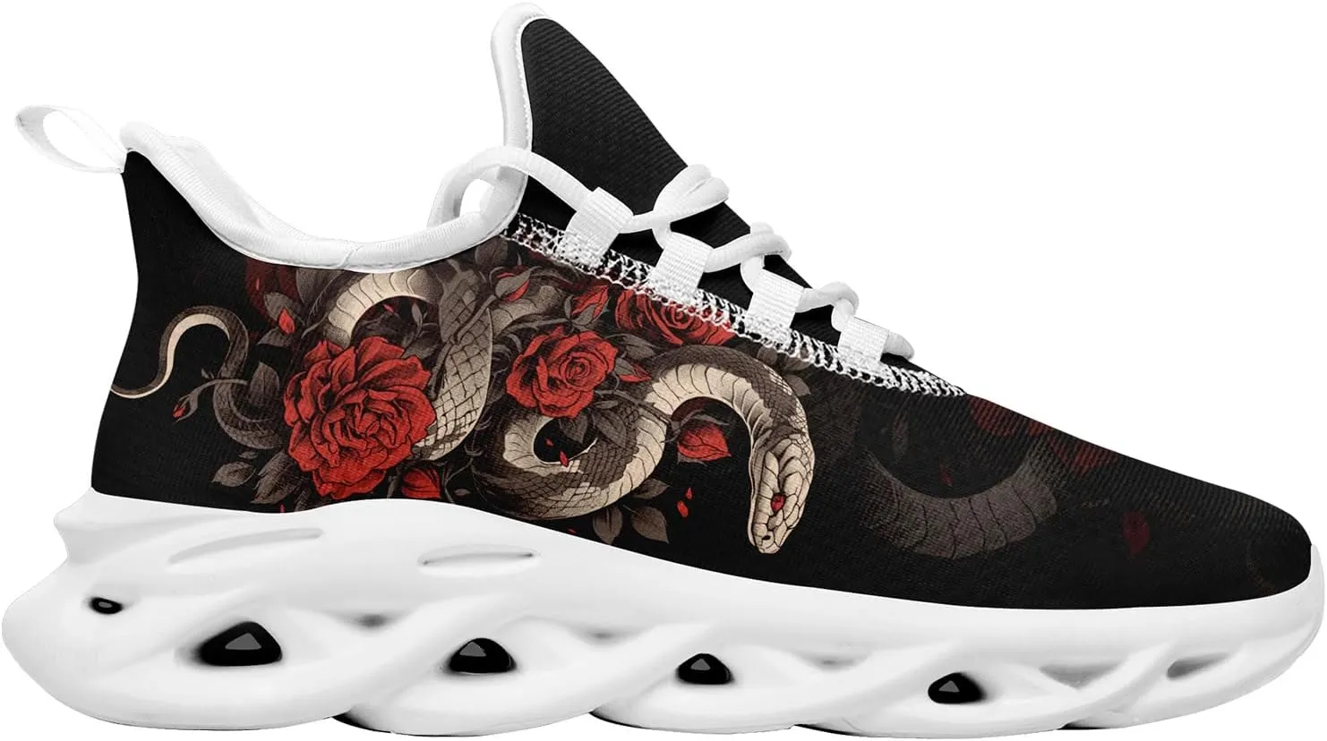 Snake Fashion Sneakers Running Shoes Comfortable Cushioned Walking Shoes for Women Men