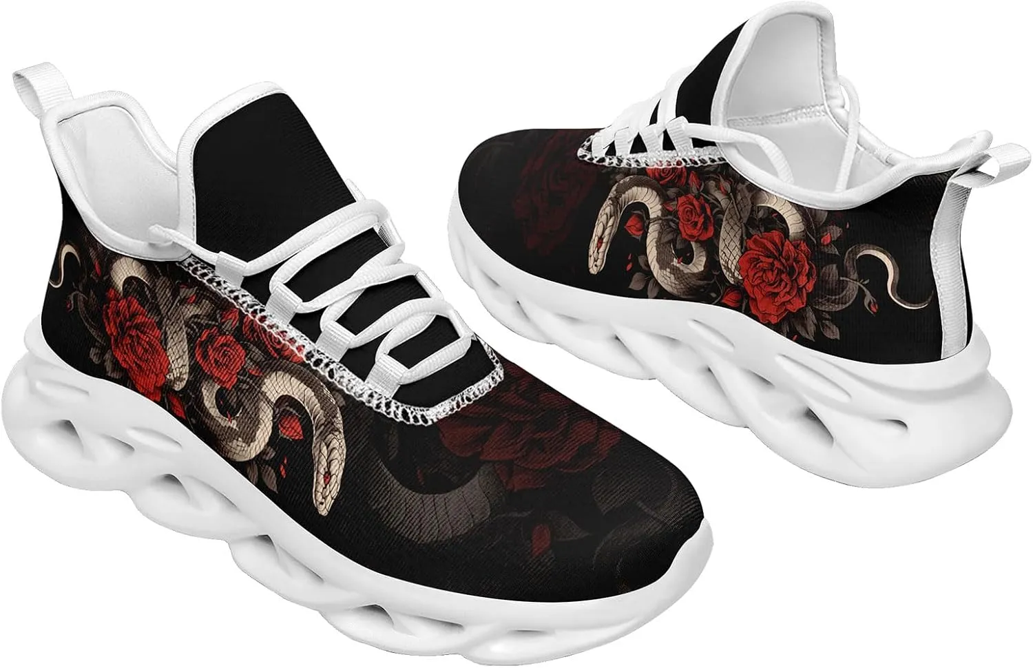 Snake Fashion Sneakers Running Shoes Comfortable Cushioned Walking Shoes for Women Men