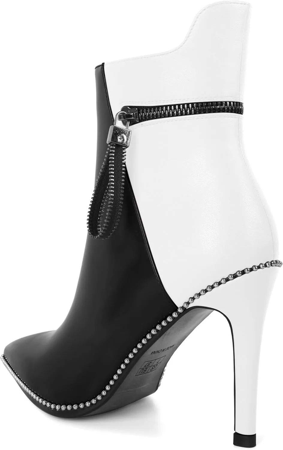 Soireelady Women Ankle Boots High Heel Boots Pointed Toe Stilettos Booties Beaded Short Boots Side Zipper 4 Inch