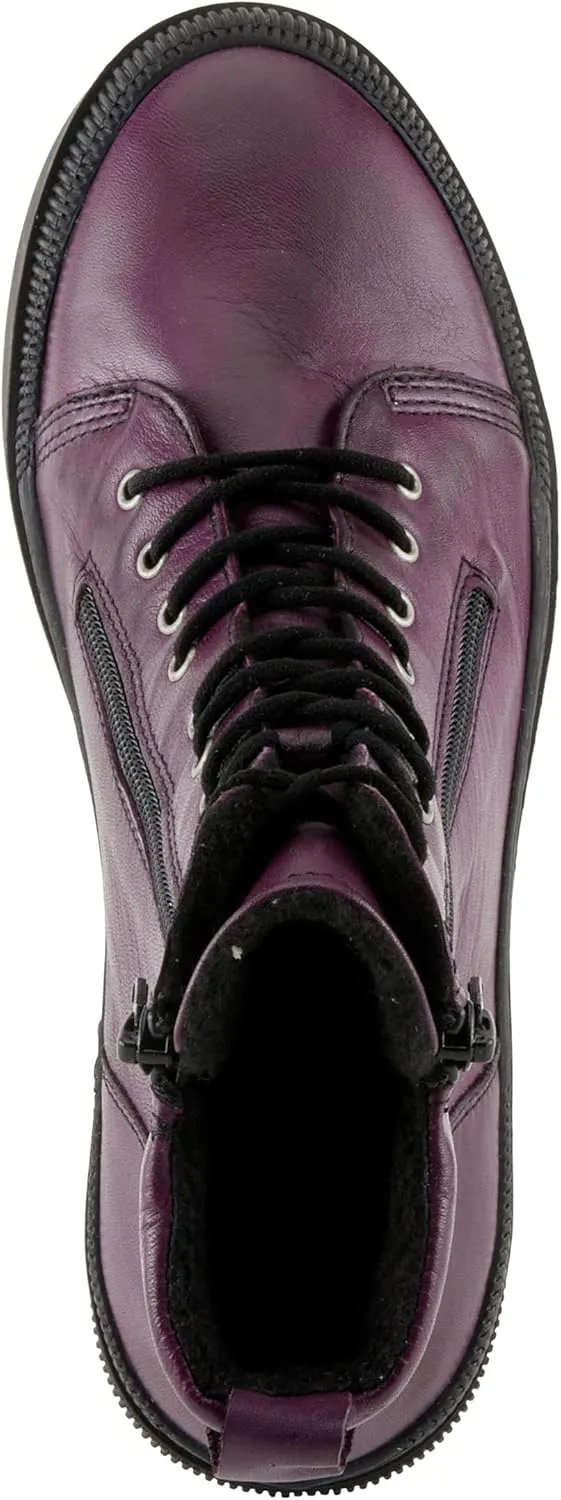 Spring Step Women's HOYLEIN Combat Boots with Double Zipper, Rich Leathers, and Removable Insoles