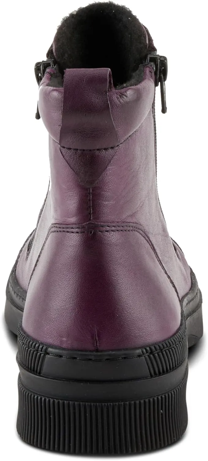 Spring Step Women's HOYLEIN Combat Boots with Double Zipper, Rich Leathers, and Removable Insoles