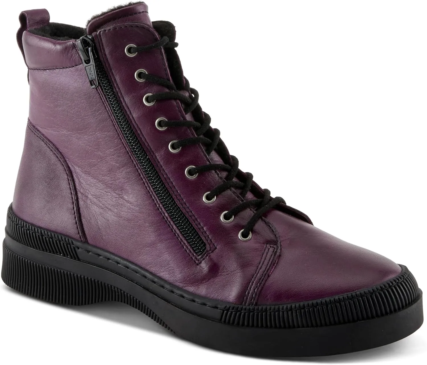 Spring Step Women's HOYLEIN Combat Boots with Double Zipper, Rich Leathers, and Removable Insoles