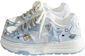 Star Sneakers Chunky Platform Women and Girl's Skate Shoes Chic Y2k Casual Preppy Student Back School, Travel, Sport