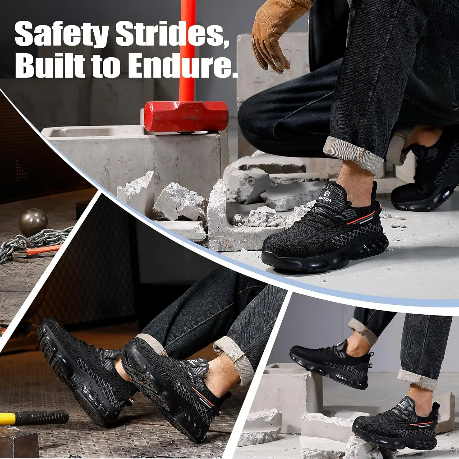 Steel Toe Shoes for Men Lightweight Work Shoes Construction Industrial Work Tennis Shoes Safety Shoes Comfortable Steel Toe Sneakers for Men Women