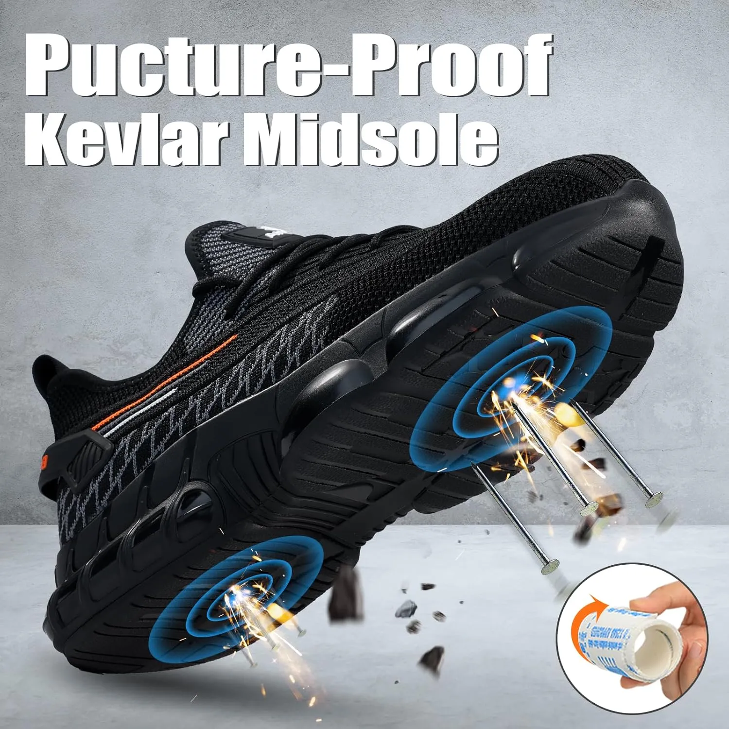 Steel Toe Shoes for Men Lightweight Work Shoes Construction Industrial Work Tennis Shoes Safety Shoes Comfortable Steel Toe Sneakers for Men Women