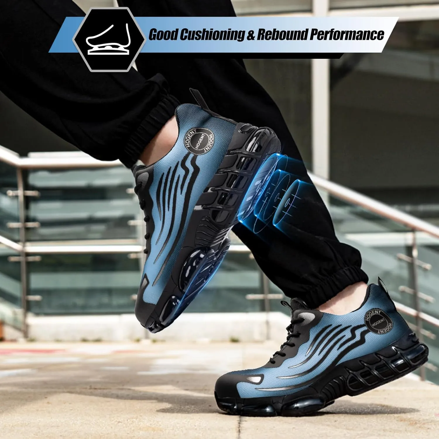 Steel Toe Shoes for Men Women Composite Toe Work Sneakers Indestructible Safety Tennis Shoes Lightweight Breathable Construction Sneakers Puncture Proof Air Cushion Ergonomic Design
