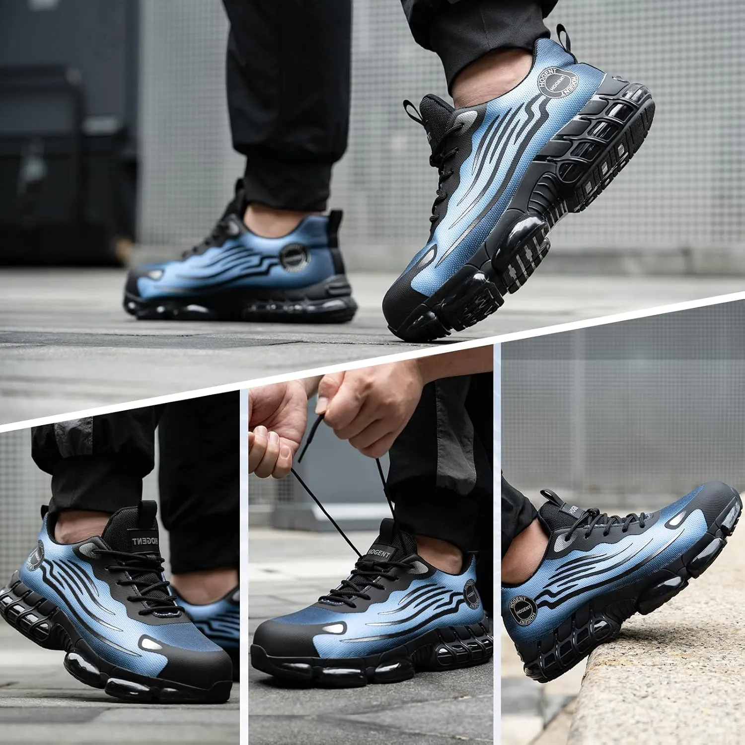 Steel Toe Shoes for Men Women Composite Toe Work Sneakers Indestructible Safety Tennis Shoes Lightweight Breathable Construction Sneakers Puncture Proof Air Cushion Ergonomic Design