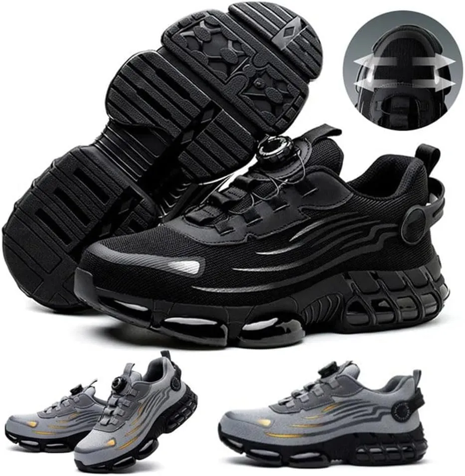 Steel Toe Shoes for Men Women Lightweight, Steel Toe Sneakers for Men Women Work Wide, Safety Air Cushioned Shoes