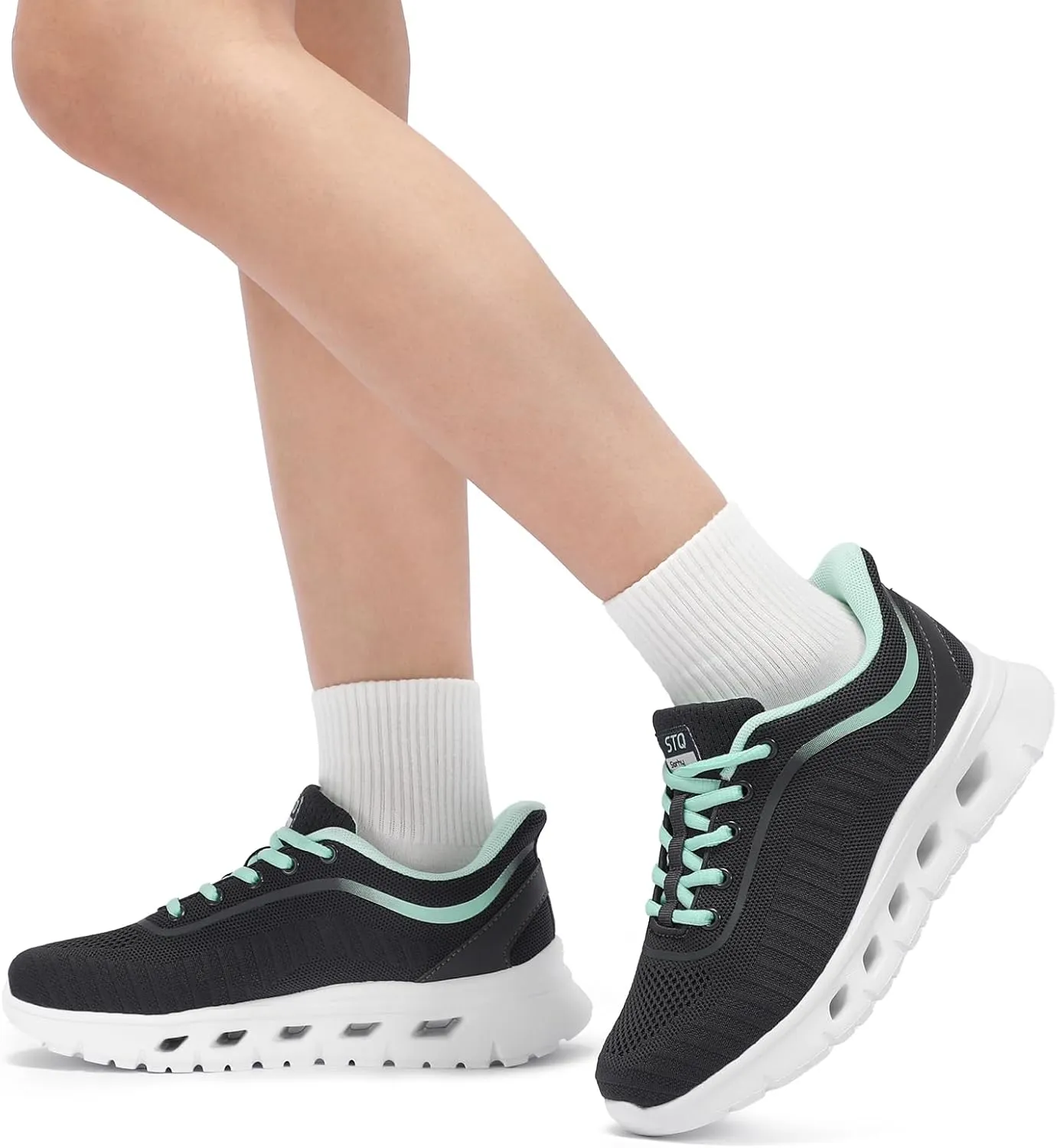 STQ Road Running Shoes for Womens Breathable Walking Tennis Sneakers Women Athletic Gym Workout Cushion Sport Training Fitness Cushioned Lightweight Comfort Plantar Fasciitis