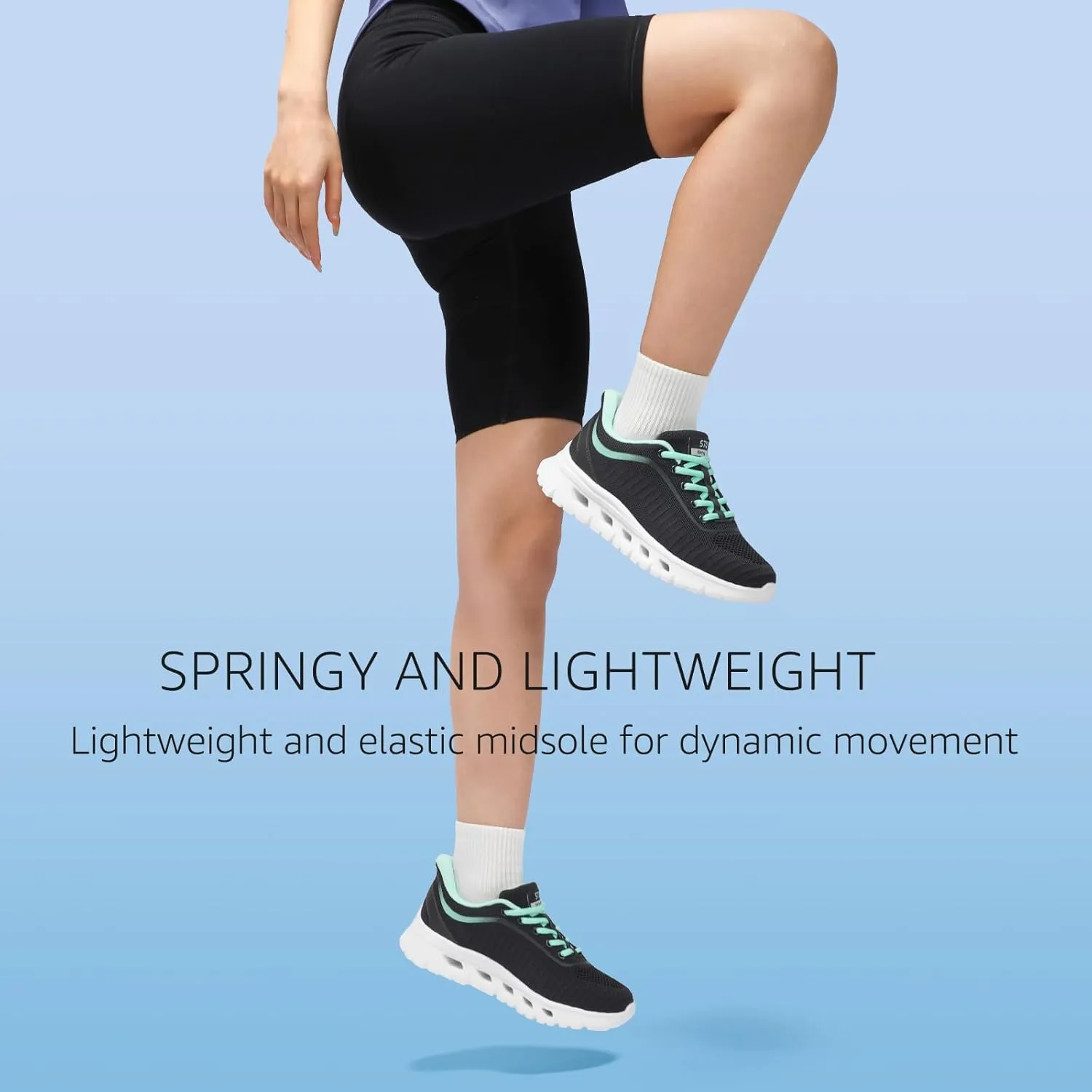 STQ Road Running Shoes for Womens Breathable Walking Tennis Sneakers Women Athletic Gym Workout Cushion Sport Training Fitness Cushioned Lightweight Comfort Plantar Fasciitis
