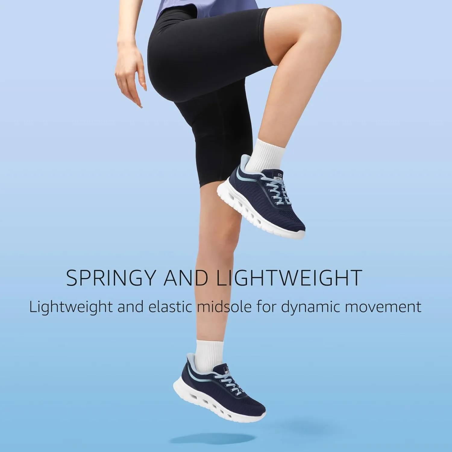 STQ Road Running Shoes for Womens Breathable Walking Tennis Sneakers Women Athletic Gym Workout Cushion Sport Training Fitness Cushioned Lightweight Comfort Plantar Fasciitis