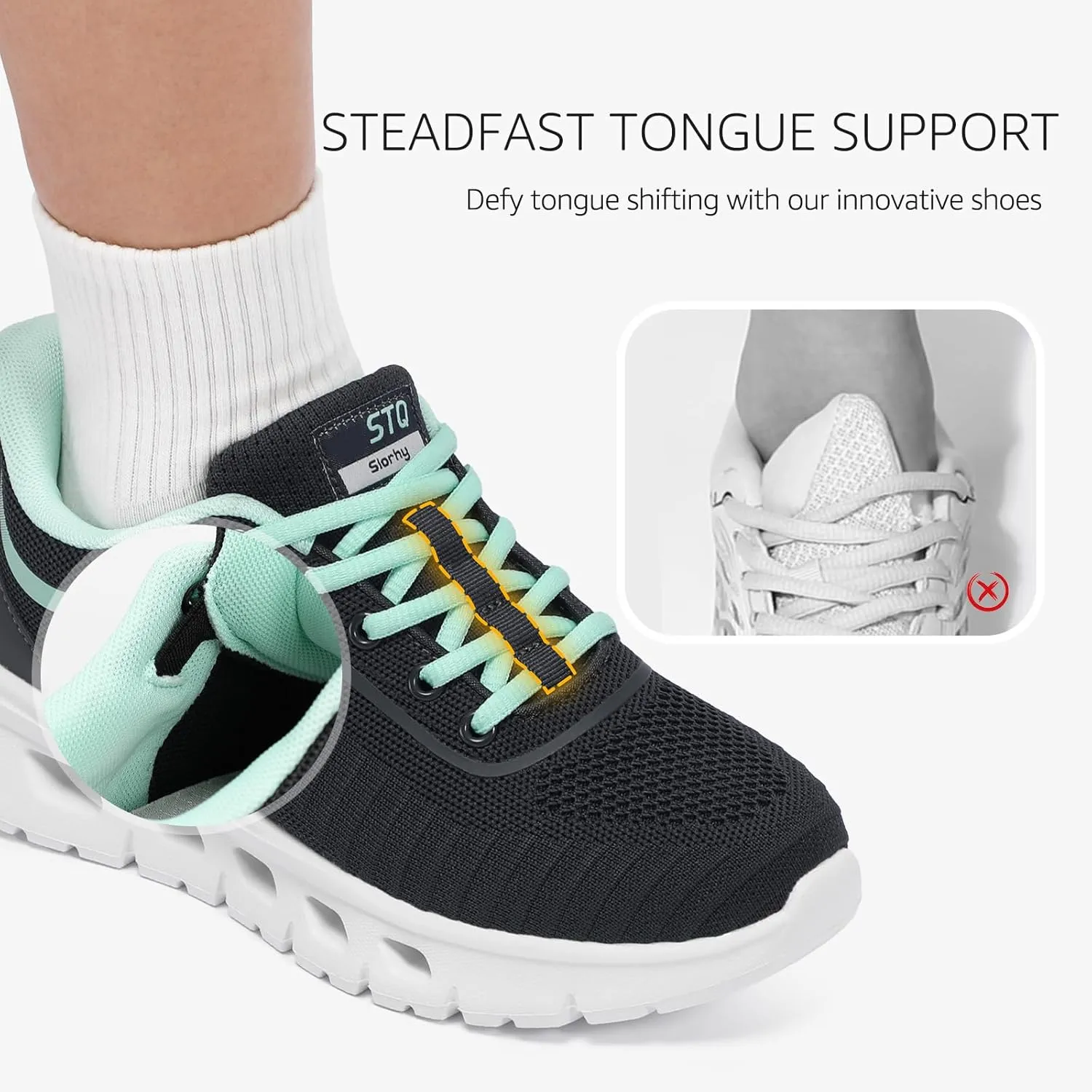 STQ Road Running Shoes for Womens Breathable Walking Tennis Sneakers Women Athletic Gym Workout Cushion Sport Training Fitness Cushioned Lightweight Comfort Plantar Fasciitis