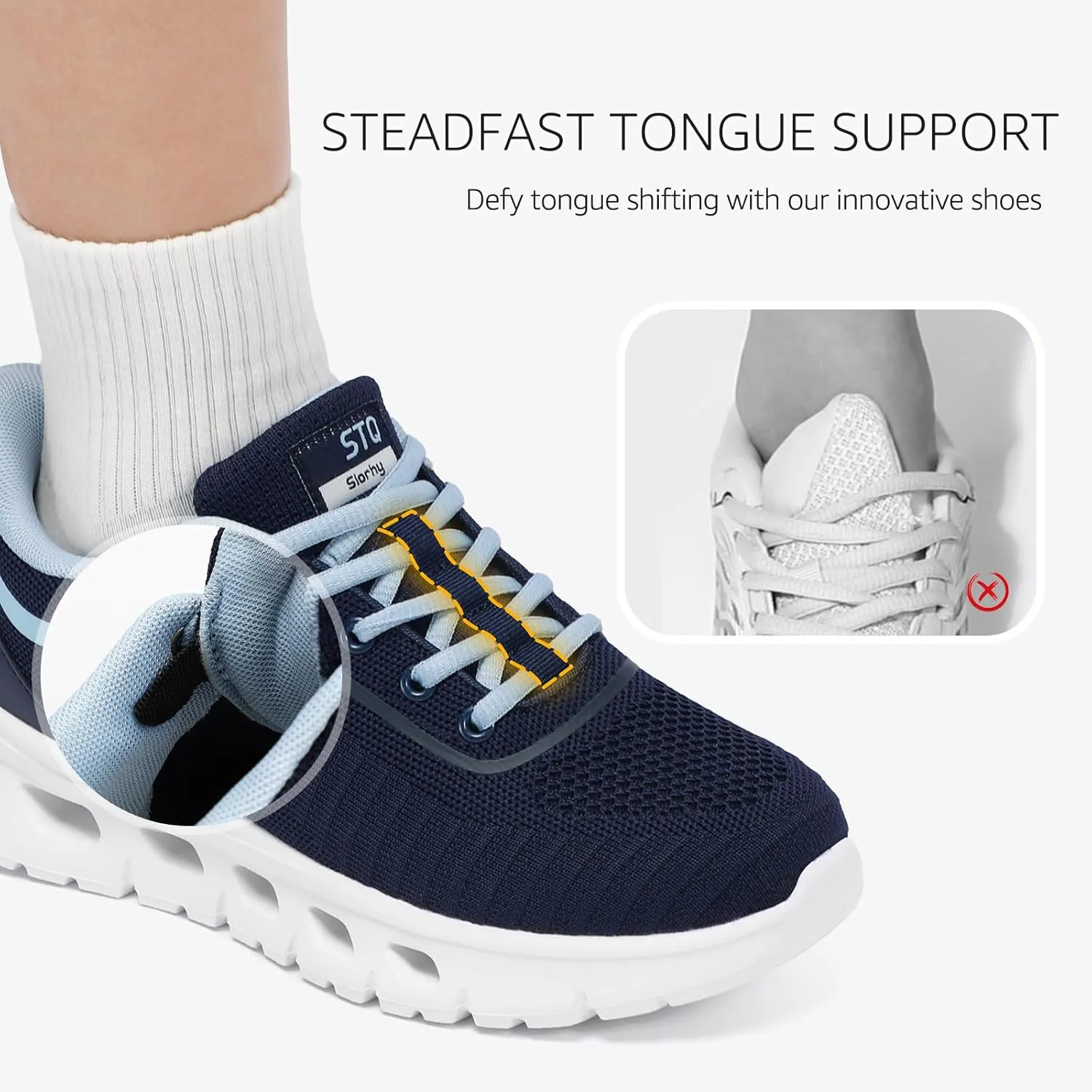 STQ Road Running Shoes for Womens Breathable Walking Tennis Sneakers Women Athletic Gym Workout Cushion Sport Training Fitness Cushioned Lightweight Comfort Plantar Fasciitis