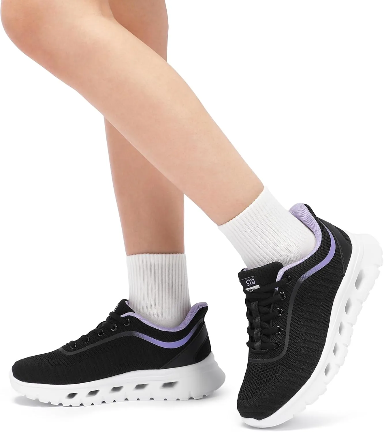 STQ Road Running Shoes for Womens Breathable Walking Tennis Sneakers Women Athletic Gym Workout Cushion Sport Training Fitness Cushioned Lightweight Comfort Plantar Fasciitis