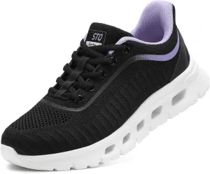 STQ Road Running Shoes for Womens Breathable Walking Tennis Sneakers Women Athletic Gym Workout Cushion Sport Training Fitness Cushioned Lightweight Comfort Plantar Fasciitis