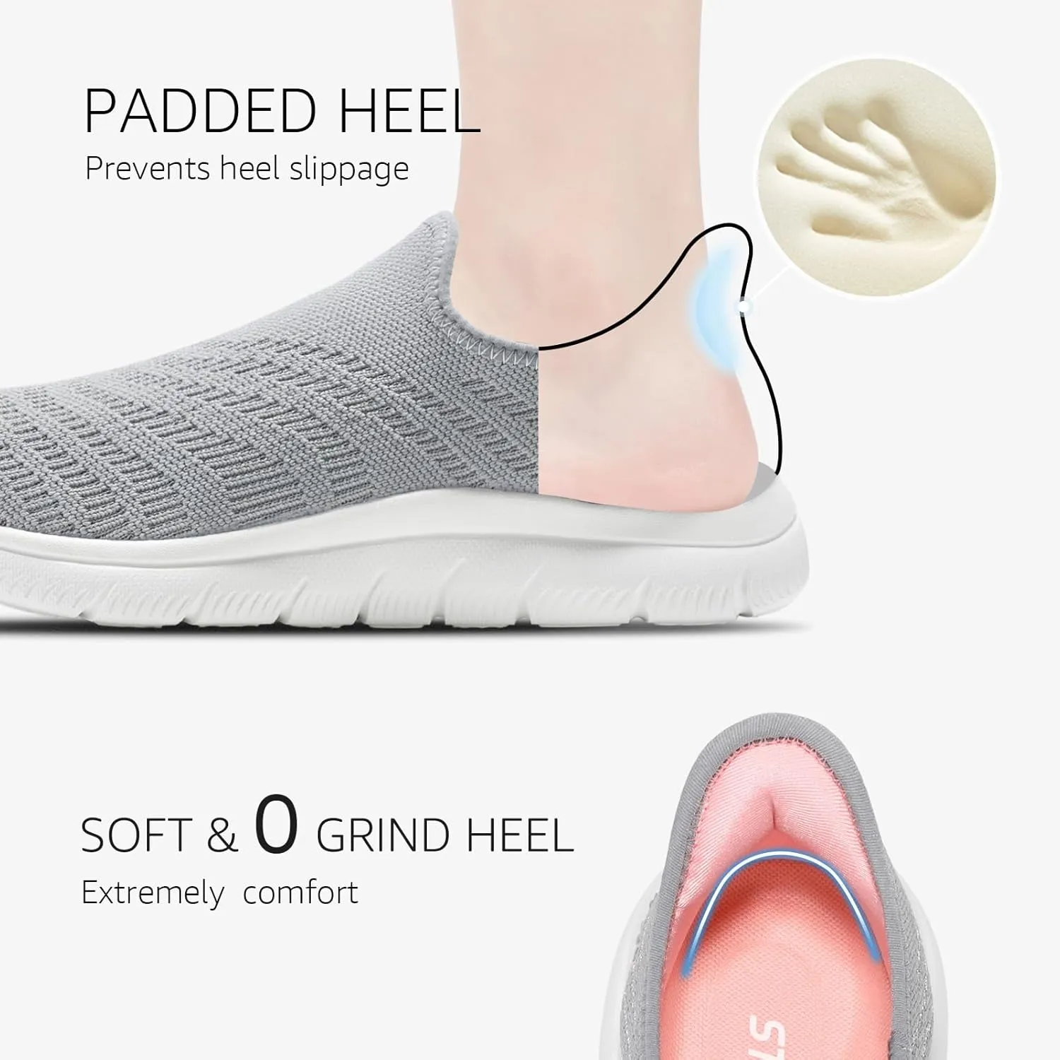 STQ Slip on Sneakers Women Walking Shoes Orthopedic Tennis Arch Support Orthopedic Maternity Elderly Plantar Fasciitis Standing Comfort Workout Travelling