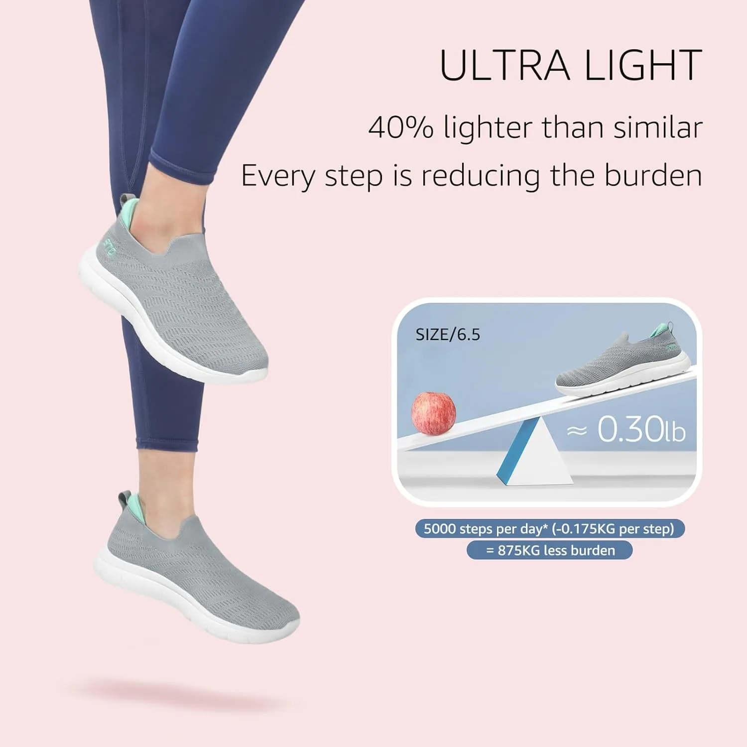 STQ Walking Shoes for Women Arch Support Comfort Lightweight Slip on Sneakers with Memory Foam