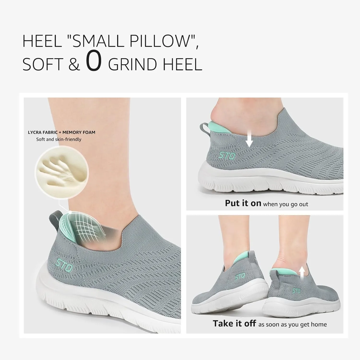 STQ Walking Shoes for Women Arch Support Comfort Lightweight Slip on Sneakers with Memory Foam