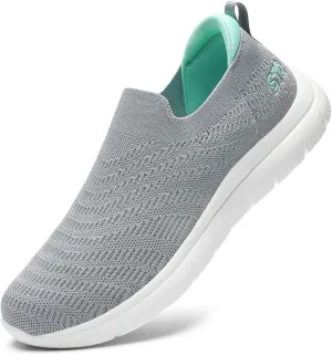 STQ Walking Shoes for Women Arch Support Comfort Lightweight Slip on Sneakers with Memory Foam