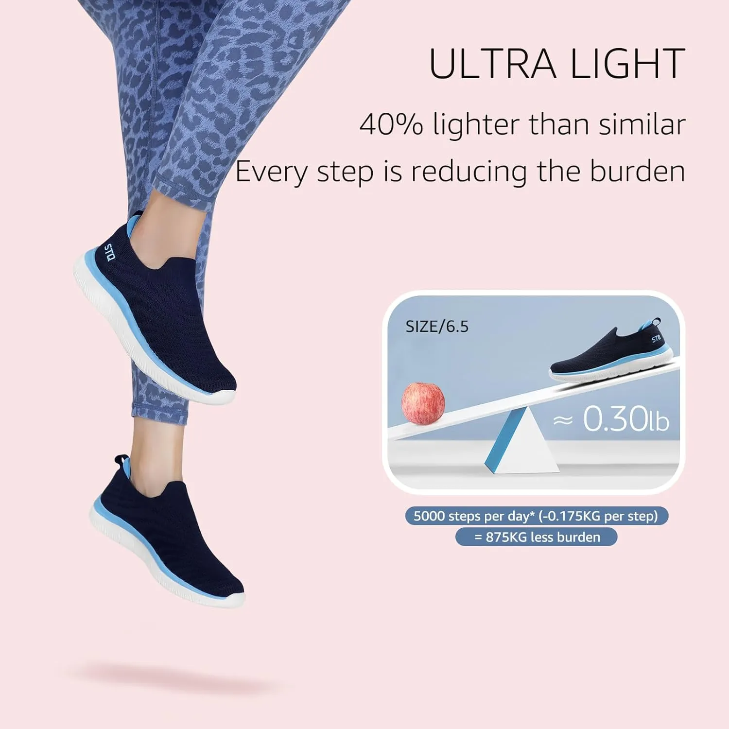 STQ Walking Shoes for Women Arch Support Comfort Lightweight Slip on Sneakers with Memory Foam